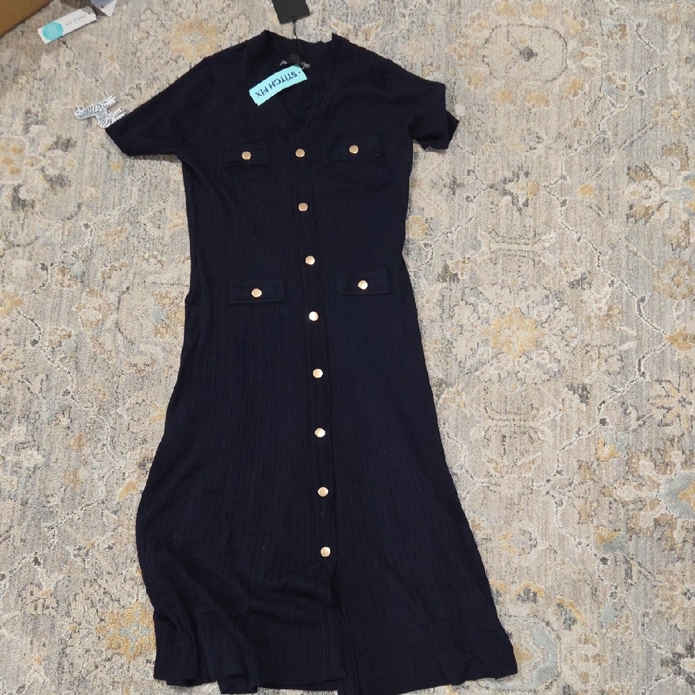 NWT Who What Wear Midnight Blue Midi Dress